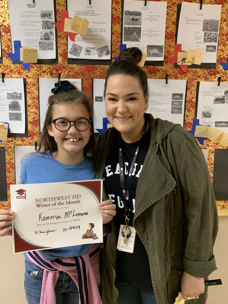 Northwest ISD ELA (@northwestela) on Twitter photo Congratulations to Kameryn McLemore from <a href="/HatfieldElem/">Hatfield Cougars</a> on being named as an NISD Writer of the Month! She knows how develop complicated characters! <a href="/kpdaugherty/">Kristin Daugherty</a> <a href="/MahlerJim/">Jim Mahler</a> <a href="/NorthwestELA/">Northwest ISD ELA</a> #TCRWP Congratulations to Kameryn McLemore from <a href="/HatfieldElem/">Hatfield Cougars</a> on being named as an NISD Writer of the Month! She knows how develop complicated characters! <a href="/kpdaugherty/">Kristin Daugherty</a> <a href="/MahlerJim/">Jim Mahler</a> <a href="/NorthwestELA/">Northwest ISD ELA</a> #TCRWP