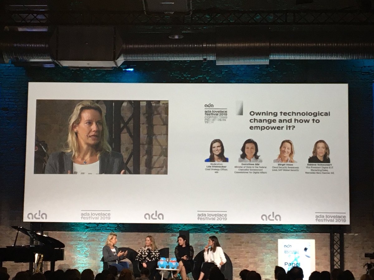 TanjaKaufmann's tweet photo. „We need to partner and work together to ensure data is reliable and safe��� @HessBirgit at the #adafestival on a panel with @DoroBaer and @sabinescheunert. 💃💃 #womenintech #lifeatsap #inclusionatsap #diversityatsap https://t.co/wamKsW4sLf