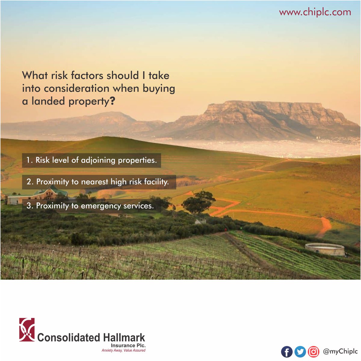 MyChinsure's tweet photo. What risk factors should you take into consideration when buying a landed property? 🏠
Get in touch for Home Insurance call/WhatsApp: +2349056037852 📲
#CHInsure #Nigeria https://t.co/k9AmHyrHJB 🔗 https://t.co/8mOfdGXa6c