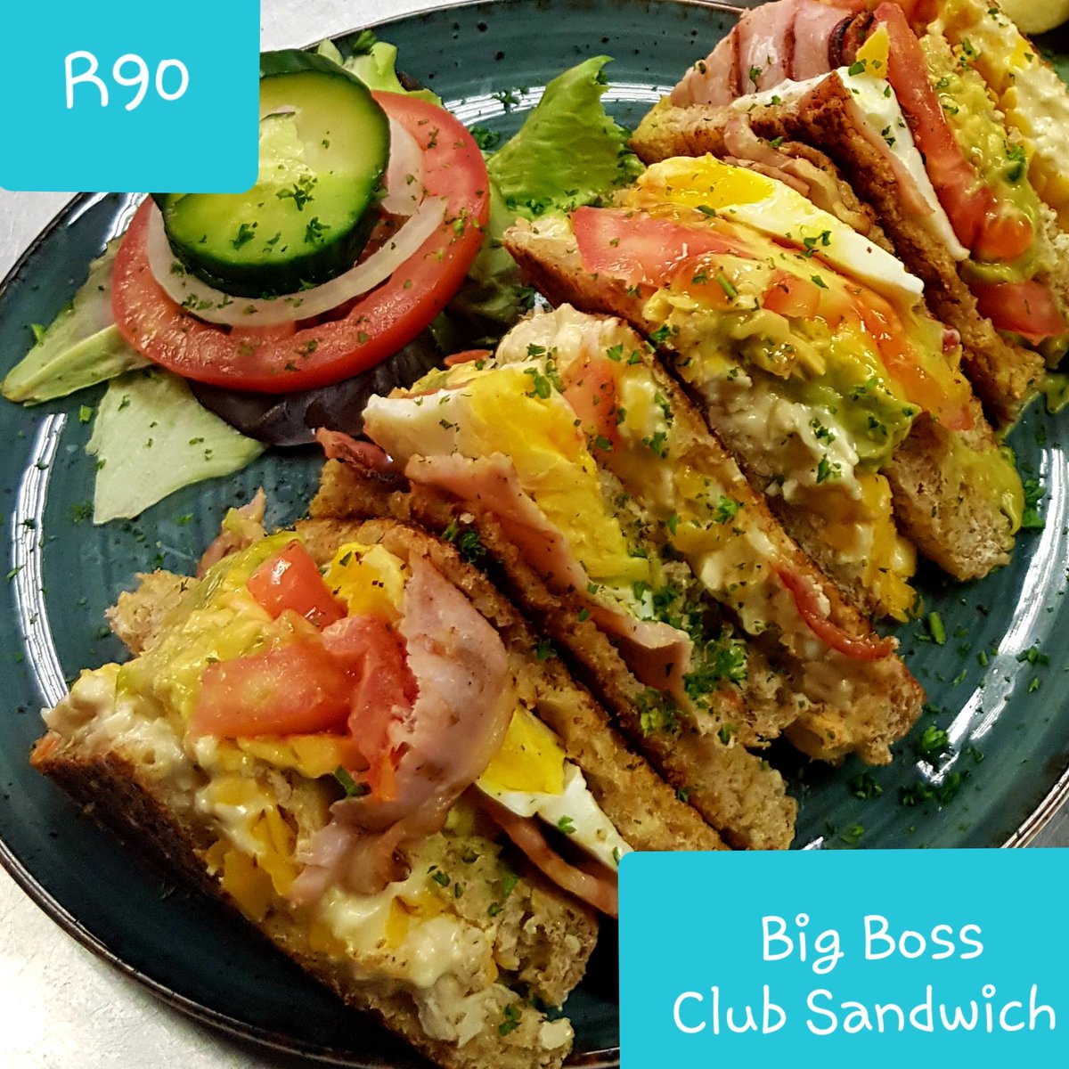 BigBossDiner's tweet photo. Thrilling Thursday: try our Club Sandwich, if you dare, BIG BOSS style: chicken mayo, bacon, egg, cheddar cheese & guacamole 😋 (our other Thursday Specials, still apply) #foodlovers #diners #functions #alcoholicdrinks #parties #affordableparties #troublebar #jozistyle https://t.co/dRdMFmjsy9