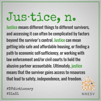 PAVEBennington's tweet photo. Justice is complex, but it must lead to safety, independence, and freedom. #pavebennington #dvam2019 #nnedv #dvdictionary #31n31 https://t.co/IUhWlDQsj0
