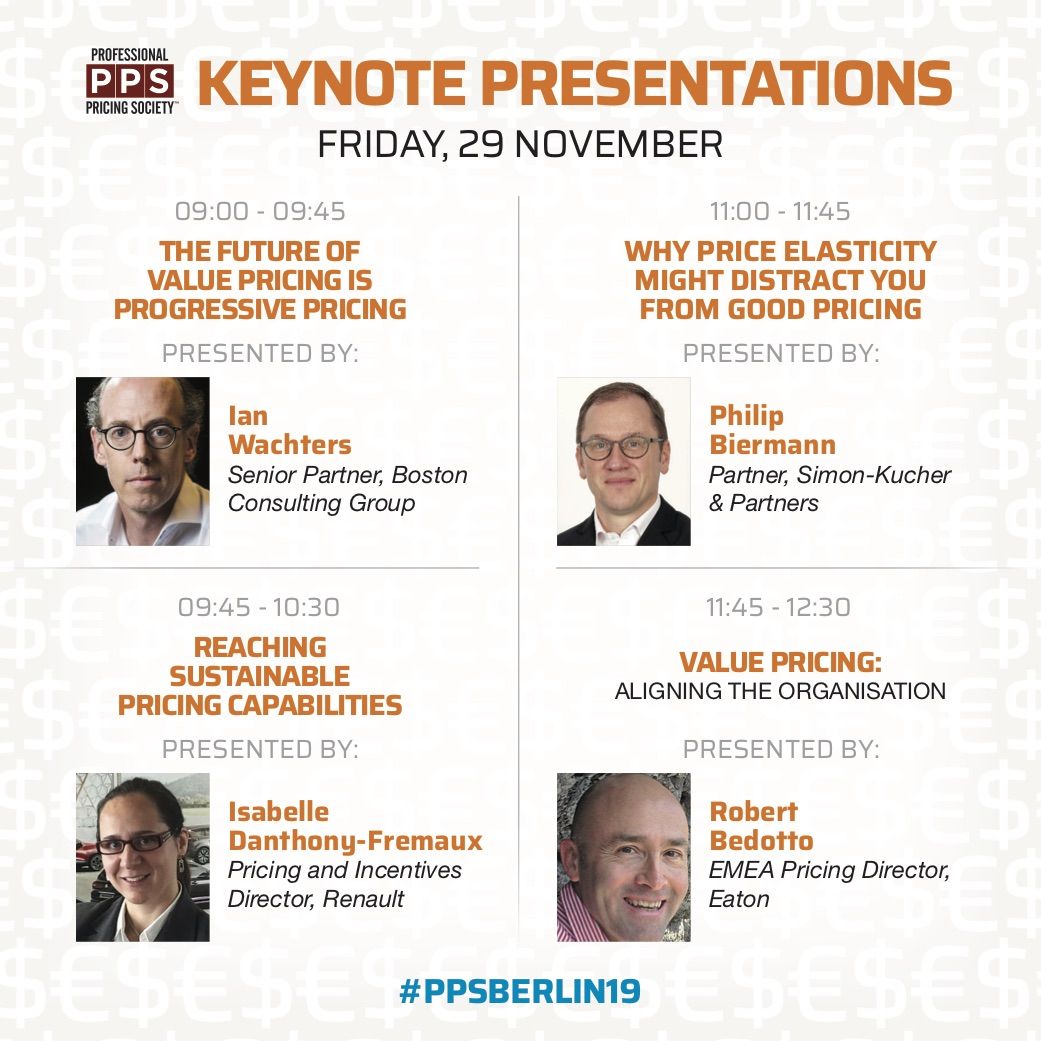 PricingSociety's tweet image. How do you create optimum #pricingstrategies for your organization? 
By #networking with global peers &amp;amp; #pricingexperts!  
Join hundreds  in #Berlin 27-29 November 2019, for The 15th Annual #European &amp;amp; Global Pricing Workshops &amp;amp; Conference #PPSBERLIN19 
buff.ly/33tGD8z
