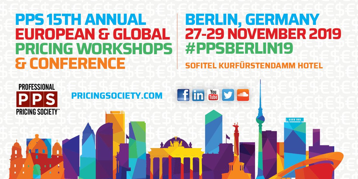 PricingSociety's tweet image. How do you create optimum #pricingstrategies for your organization? 
By #networking with global peers &amp;amp; #pricingexperts!  
Join hundreds  in #Berlin 27-29 November 2019, for The 15th Annual #European &amp;amp; Global Pricing Workshops &amp;amp; Conference #PPSBERLIN19 
buff.ly/33tGD8z