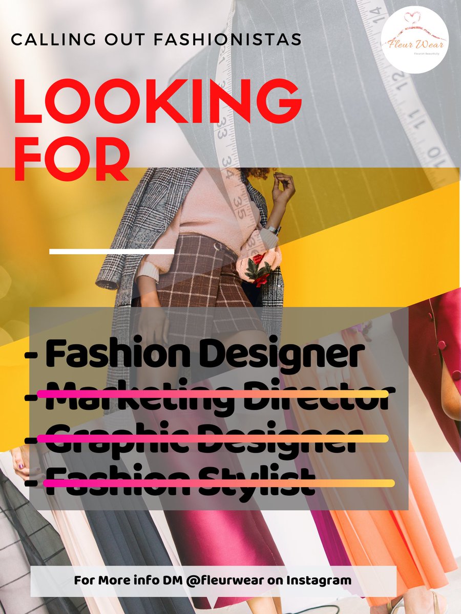 FleurWear's tweet photo. ‼️Calling out Fashion Designers‼️ 
Hi Fleur Fams! Fleur Wear is working on a big project for 2020-2021, we are looking for Fashion Designers. If you or someone you know is interested, please DM us for more info. Thank you ❤️ #fashion #designers #southfl https://t.co/8xk5q34tFF