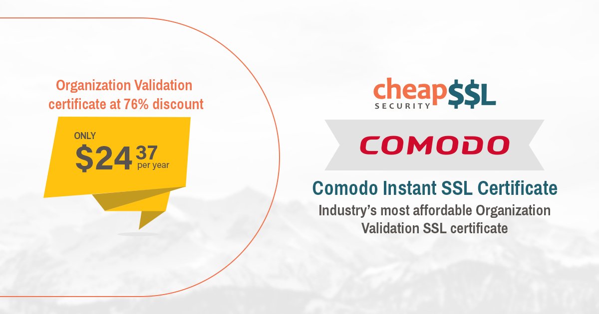 sslsecurity's tweet image. Comodo Instant SSL Certificate SALE - Save Up to 80% on InstantSSL Certificate Product Line. Enjoy more discount; goo.gl/2zYwTq via @sslsecurity

#comodoinstantssl
#cheapinstantssl
#cheapssl
#HTTPS