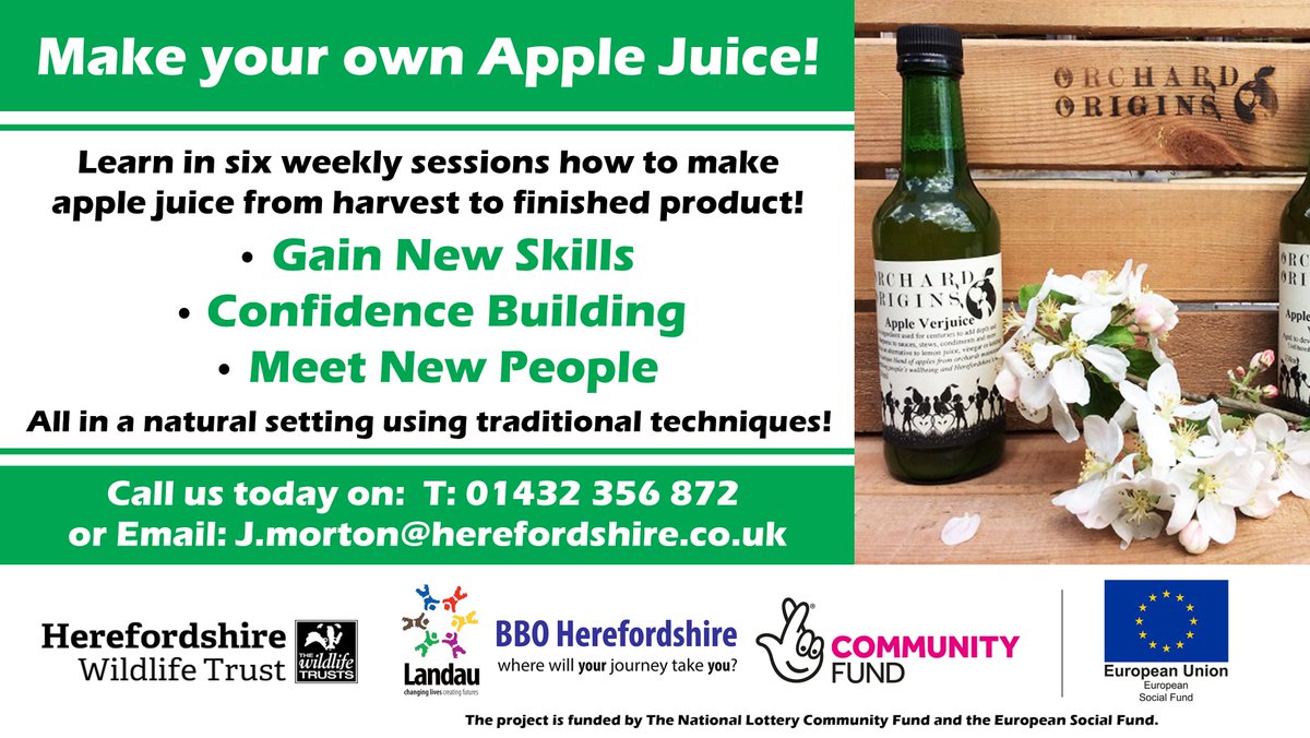 Living in #Herefordshire and want to learn how to make your own Apple Juice? Check out this #BBO funded project with the Herefordshire Wildlife Trust!

<a href="/HerefordshireWT/">Herefordshire Wildlife Trust</a> 

#Apples #Wildlife #WestMidlands #Nature #TNLComFundESF