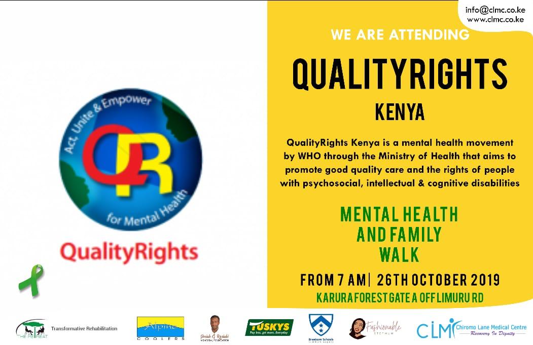 We will be at the Mental Health & Family Walk on the 26th of October. Bring your friends & family and come and learn about #mentalhealth

#CLMCAwareness #MentalHealth4Africa #QualityRightske