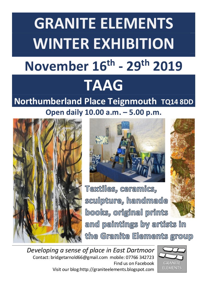 We’re all very busy getting ready for two whole weeks (😀)at the wonderful TAAG in Teignmouth #graniteelements #printmaking #ceramics #textiles #painting and #handmadebooks