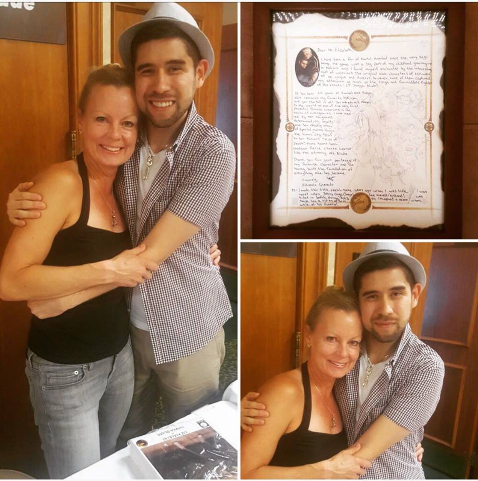 eduqueve's tweet photo. @TheKapyofus I would ask for her permission to hug her, thank her for being amazing and give her a sincere sweet gift. And hey, if I'm lucky, she'll even grant me full permission for a true-fan kiss ๐ #MKFriendship @KerriAnnGallery #ElizabethMalecki @MortalKombat #KombatKon2017 https://t.co/JVZXx0egok