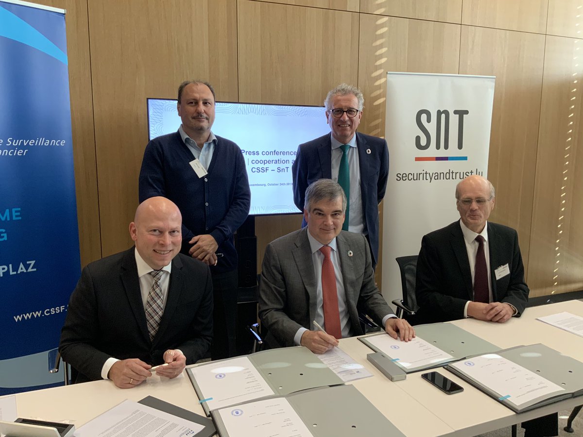 MinFinLux's tweet photo. Minister @pierregramegna welcomes the partnership agreement between the @cssflux and @SnT_uni_lu to conduct joint research on how to leverage #AI in order to make the analysis and processing of #fund documentation and regulatory reporting faster. #regtech https://t.co/WKYvk9vQ8T