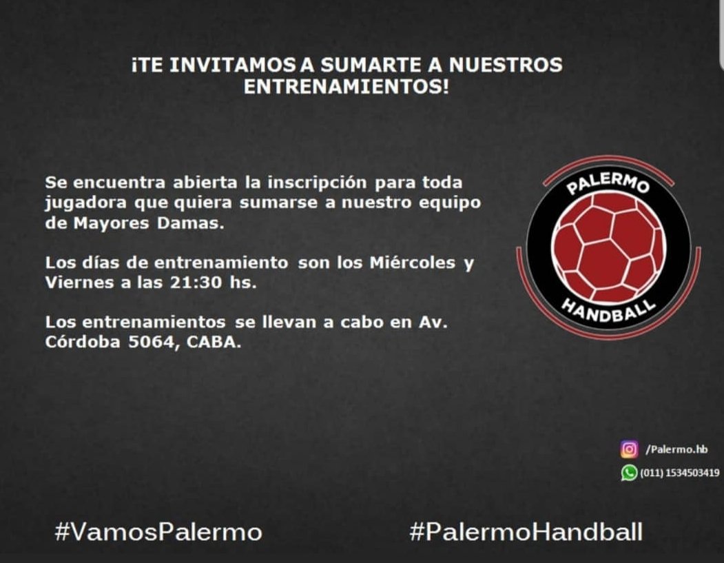 ¡Nuestras amigas de Palermo HB te invitan a sumarse a sus entrenamientos!