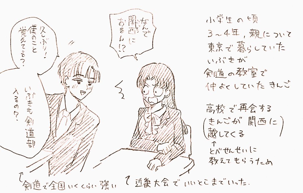 金いぶの話をしたので、少し前に考えたものの描く機会がなかった金いぶ♀少女マンガをらくがきで供養します(※いぶき、きさんたが女体化) 