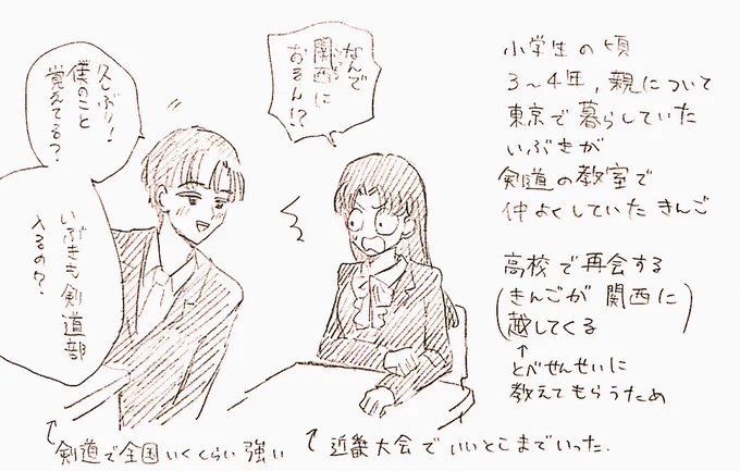 金いぶの話をしたので、少し前に考えたものの描く機会がなかった金いぶ♀少女マンガをらくがきで供養します(※いぶき、きさんたが女体化) 