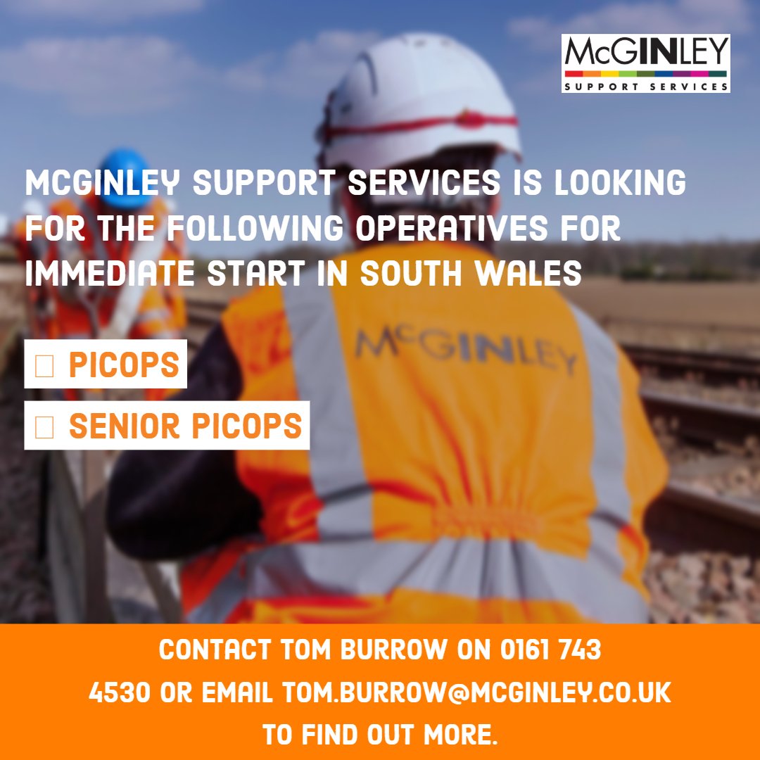 mssi_uk's tweet image. McGinley is looking for Senior PICOPS &amp;amp; PICOPs in South #Wales. Interested? Contact Tom on 0161 743 4530 or email tom.burrow@mcginley.co.uk today!

#RailEngineering #Jobs #JoboftheDay #PTSRoles #Track #PTS #Engineering