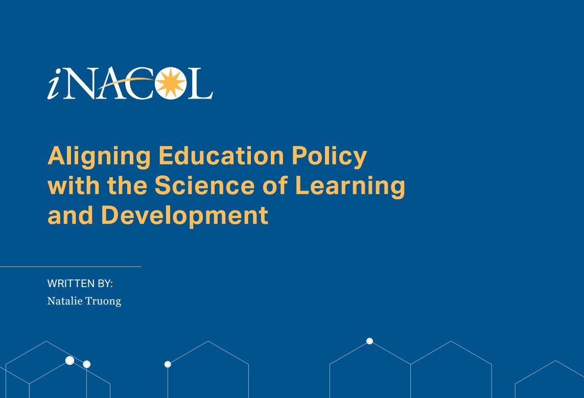 iNACOL's learning sciences evidence &amp; insights is timely research as we envision &amp; design for a transformed K-12 education system, which provides for deep, personalized student-learning experiences that develops &amp; supports the whole child. bit.ly/31KGQSu