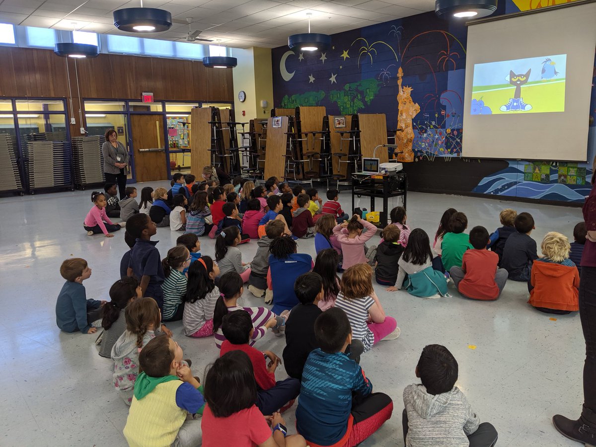 BridgeSchoolMA's tweet image. Grade 1 students learn about Flexibility at their first All First Grade Morning Meeting! Each grade level student meeting will focus on a mindset for learning  trait. Pete the Cat teaches us to keep &quot;walking along and singing his song&quot; #mindsetforlearning @lexingtonsuper