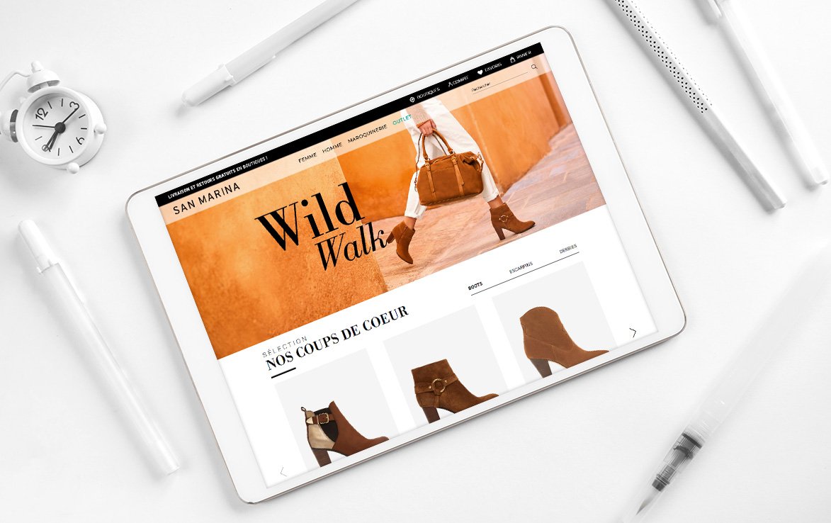 [Référence] Nous avons eu le plaisir d'accompagner la marque #SanMarina dans sa refonte UX/UI pour rajeunir son image de marque et développer la conversion en ligne. Découvrez notre travail en ligne dédié à toutes les shopping addicts ! sanmarina.fr