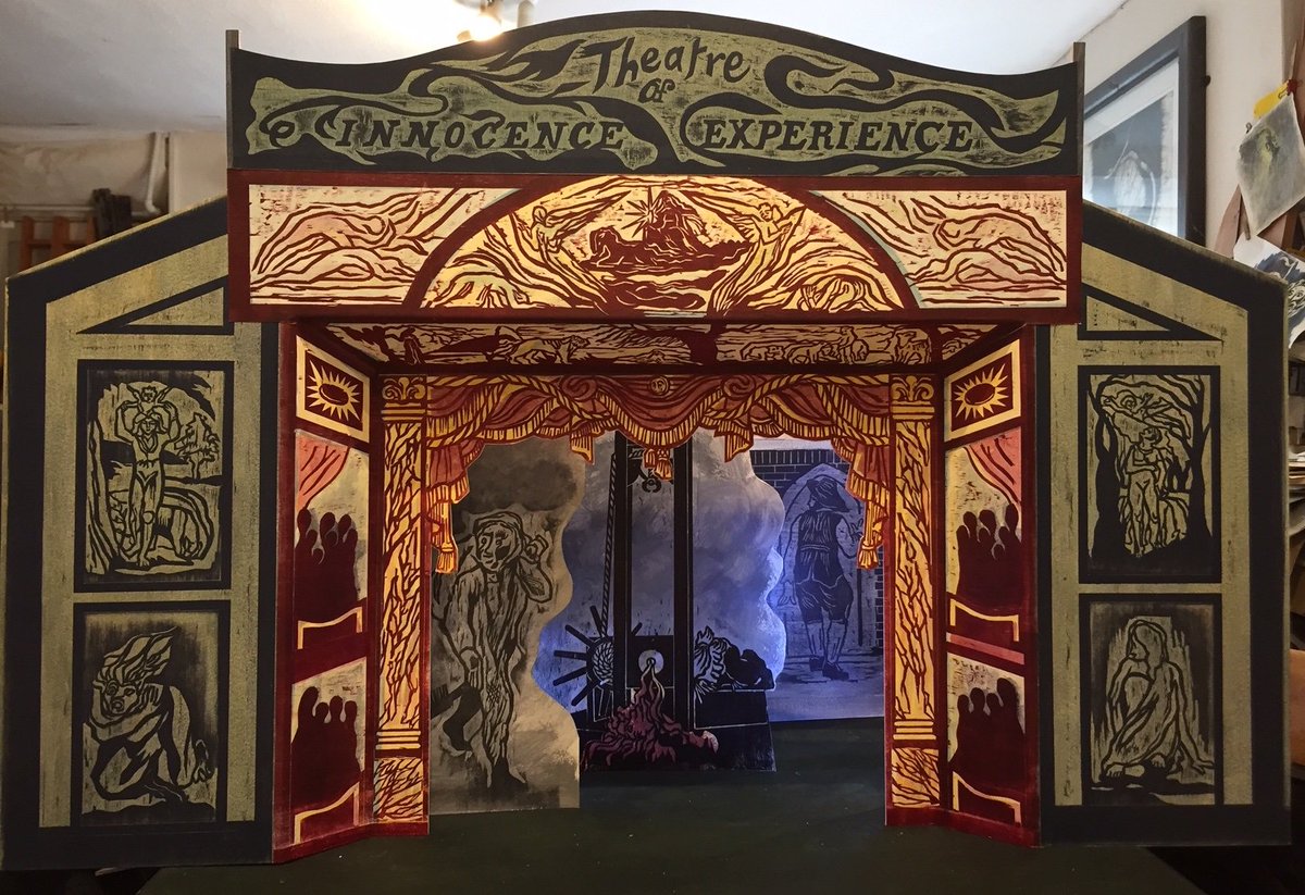 apgallimaufry's tweet photo. 'Theatre of Innocence and Experience' by #CarolynTrant: scenes ft. #CatherineBlake, #WilliamBlake, printing presses, guillotine, printer's devil, #ThomasPaine + a descent into the abyss. Join them + us at A Pollock's Gallimaufry @apgallimaufry opening soon at Pollock's Toy Museum https://t.co/4tAmQSsy3W