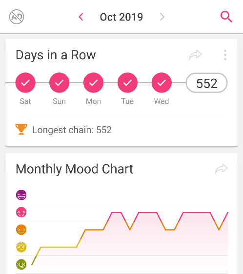 darkness_mama's tweet photo. It's been a hard month, but I held on to my streak! 552 days tracking my #mentalhealth and I couldn't be prouder. Even when things were awful, I still recorded it. It's good to see the bad days..makes it so much easier to appreciate the good ones. #SickNotWeak #KeepTalkingMH https://t.co/B6bCh1lUWk