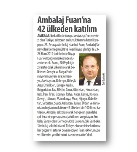 ambalajsanayi's tweet photo. STAR - Ambalaj Fuarı’na 42 ülkeden katılım / 22.10.2019 #ambalaj #fuar #packaging #tradefair #packagingfair19 @stargazete @ambalajsanayi https://t.co/Z1dTtJfesc