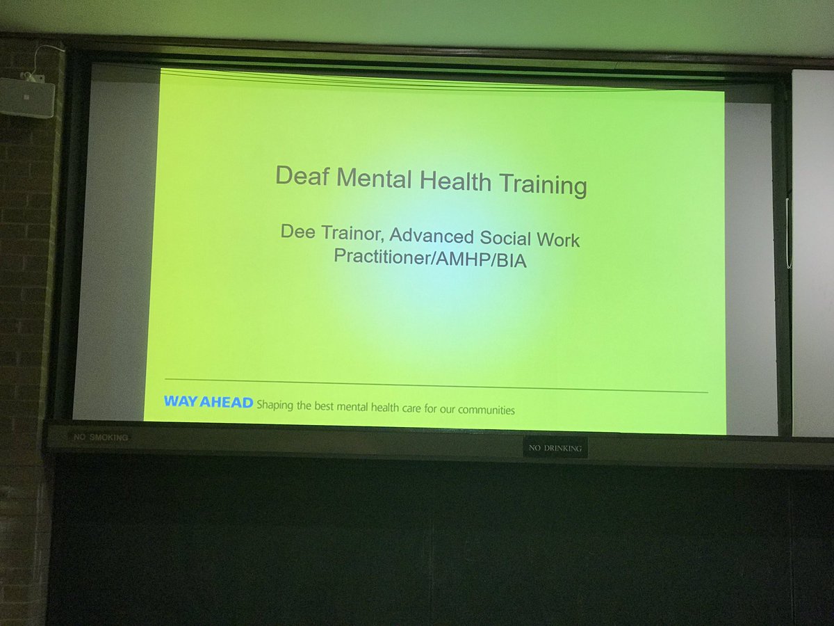 jacbor13's tweet image. Awesome session delivered by Dee Trainor, AMHP/BIA who specialises in work with deaf clients at John Denmark Unit @GMMH_NHS Love my #AMHP course @andrewjbuckley1 @KTaylor791 @sarahba52031961 @MichelleB_2019 @NHSEngland