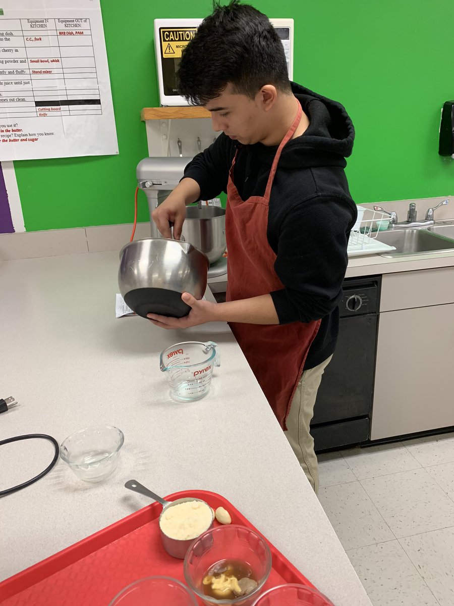 JacobsFCS's tweet photo. Culinary 1 students are learning about emulsification by preparing their own mayonnaise that they will then use to make Caesar salad dressing! #hdjl4l https://t.co/WQ6nYhSkhf
