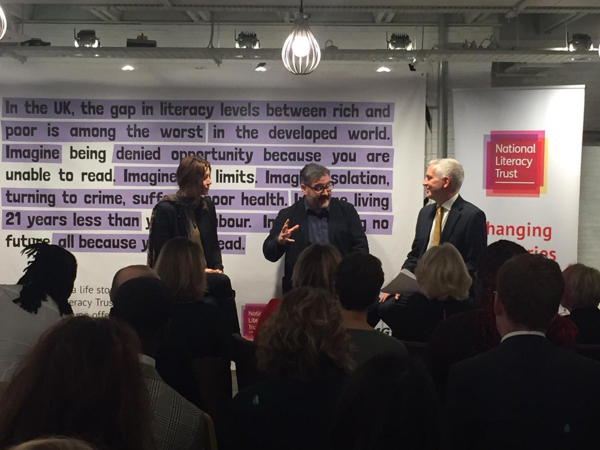 Literacy_Trust's tweet photo. Here's our Chief Executive @JDLiteracyTrust in discussion today with @PeterFlorence, @Elif_Safak and librarians from the prisons we work with through our #BooksUnlocked programme, celebrating #BookerPrize2019 and the 7th anniversary of Books Unlocked at @kpmguk https://t.co/UWqklXi1Bw