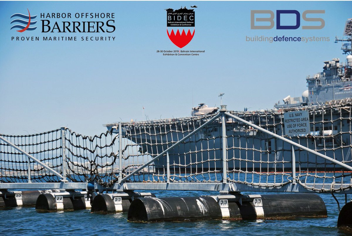 BDS_wll's tweet photo. ONLY 3 days left for @visitbidec !! Join #BDS &amp; #HarborOffshoreBarriers next week on stand #VP5 #Hall2 for #higher #maritime #security #protection !! #Marineperimeter #Floatingbarriers #BIDEC2019  #Bahrain https://t.co/WePUo2pOEp