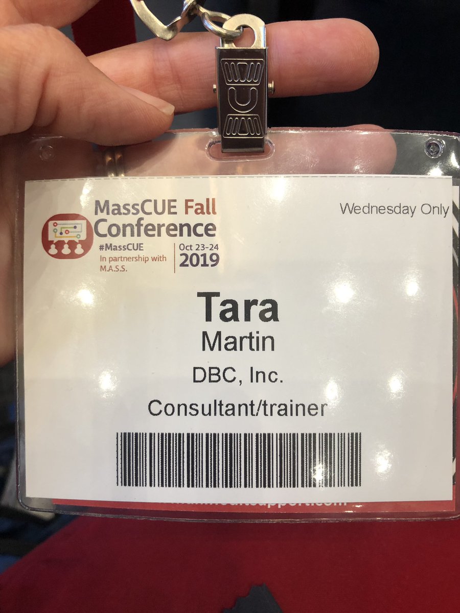 nbartley6's tweet photo. Getting to hang out with this incredible human being was certainly a highlight of #MassCUE yesterday! I also took Tara’s name tag by accident so plan to wear it. #BeRealEdu #LeadLAP #TLAP #LearnLAP @MassCUE @cjgosselin @rlfreedm https://t.co/lQxI6XQUio