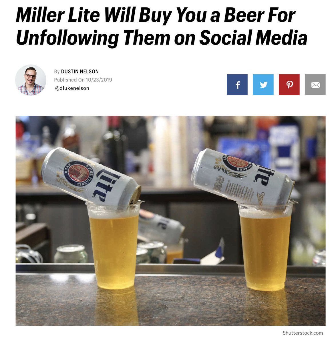 jsto8's tweet photo. Thoughts on this new social campaign from Miller Lite? Word of mouth and brand experience will be huge but what about long term effects on their social handles. I'm torn. https://t.co/kyeU8xvZT3 #socialmediamarketing https://t.co/XlzqyT2Del