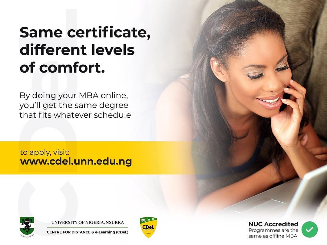 unncdel's tweet photo. Come and register with us today!
Online MBA at your convenience
What are waiting for?
Hurry now and register with UNNCDeL for your MBA degree and study at your convince.
#cdel #unn #mba #distancelearning
#eduplatform #education #certificate #edtech #edtechchat #mobilelearning https://t.co/pRFxMrSdBu
