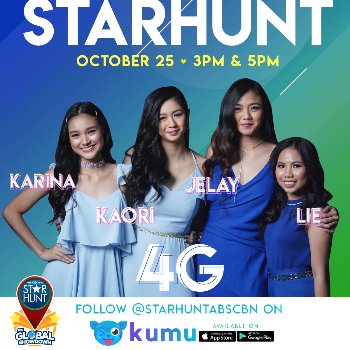 starhuntabscbn's tweet photo. It's time for a power weekend with your girls Karina, Kaori, Jelay, and Lie! #4GStarkadaOnKumu

Don't forget to download the Kumu app and follow @starhuntabscbn to join our Kumulitan! ➡️https://t.co/3jPe8hX7LB https://t.co/0S9lv4FQox