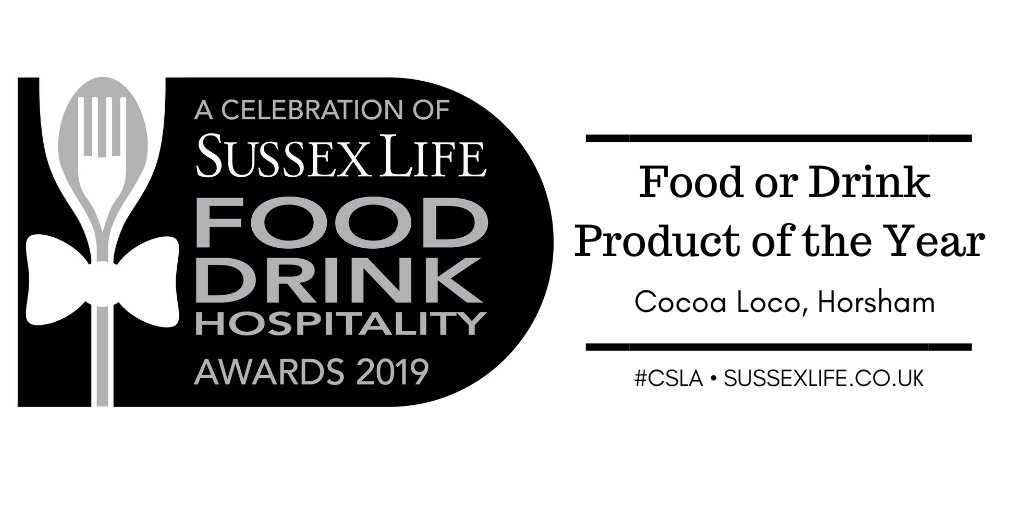 SussexLifeMag's tweet photo. @fizzonfoot @cocoalocochoc @wobblegate @hurstwoodcider WINNER: Well done to @cocoalocochoc who are the 2019 winners of Food or Drink Product of the Year | #CSLA https://t.co/2qu2k7mQMM