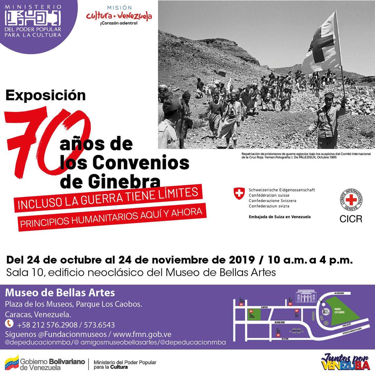Durante todo un mes podrás disfrutar de la exposición "70 años de los Convenios de Ginebra" a partir del #24Oct al #24Nov de 10am a 4pm 🕓 #Sala10 del edifico Neoclásico de <a href="/mbaccs/">Museo Bellas Artes</a>