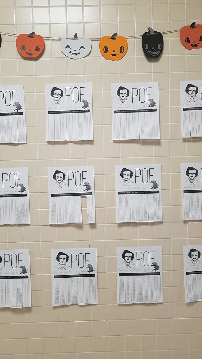 growingwithgiff's tweet photo. Celebrate Halloween season with a  POEm! Grab a slip outside room 201 to enjoy a spooky Poe quote 🐱💀🦇 #WeAreCortland https://t.co/BtzqibrEXJ