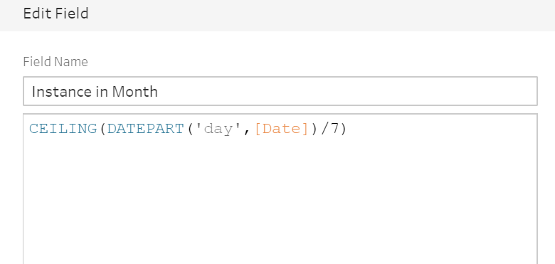 Catching up with some #PreppinData (week 34) and I think I've found a simpler solution to calculating the instance of each weekday in each month. <a href="/Datajedininja/">Carl Allchin</a> what do you think?🤔