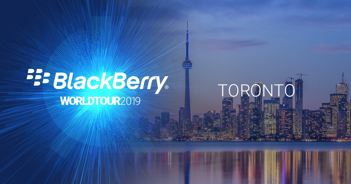 Next stop on #BBWT: Toronto! Hear about the latest innovations from BlackBerry and BlackBerry® Cylance, and discover how we are enabling enterprises and government to become hyper-connected while protecting sensitive information and communications. #BBWT19 blck.by/31Kgyjw