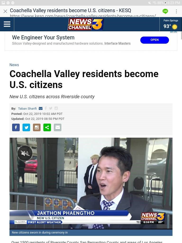 artjacky's tweet photo. My citizenship day on the news Channel 3 Palm Springs, CA https://t.co/al9eKRKL72