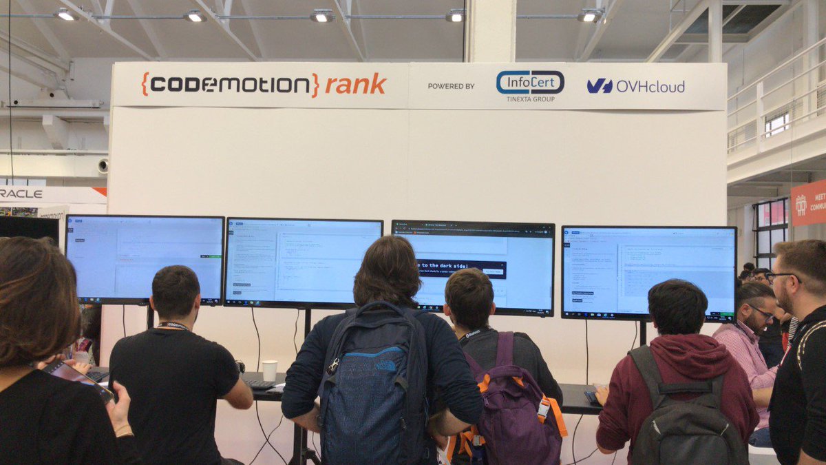 InfoCertSpA's tweet photo. Ecco i primi partecipanti alla nostra #CodingChallenge al #CodemotionMilan19!  #JobPics #Dev @CodemotionIT https://t.co/THUoX15GjP