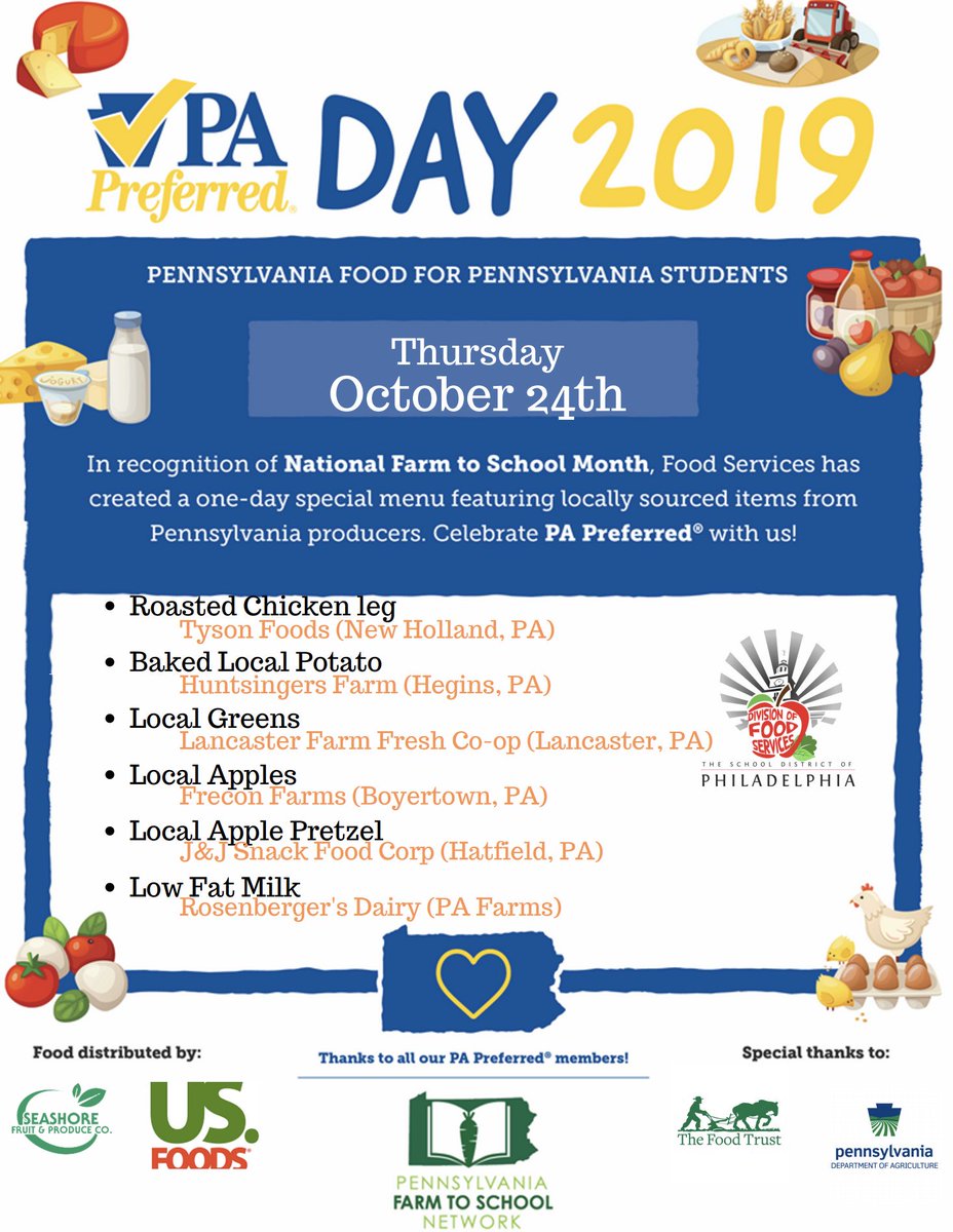 It's PA Preferred Day all throughout <a href="/PHLschools/">Philadelphia Schools</a>! 🍗🥔🥬🍎🥨🥛 #PAPreferredDay2019 #PAPreferred #PAfarmtoschool #buylocal #PHLed