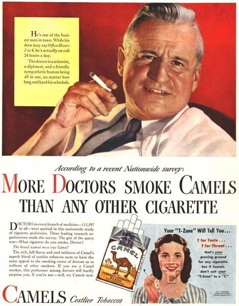 Cigarette companies used ads like this  to encourage smoking, all the while knowing that they caused cancer.  Oil companies are taking a similar strategy although they have known for over 30 years that oil and gas emissions are causing the climate crisis