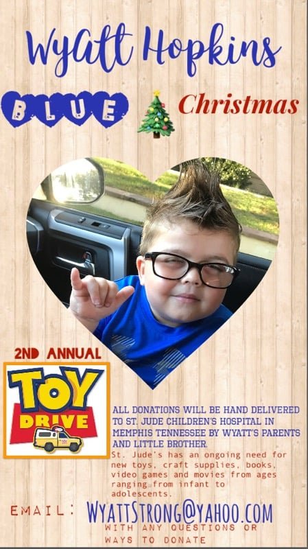 SomersPointPD's tweet photo. We will be participating in the collection of toys for the Wyatt Hopkins Blue Christmas Toy Drive. Starting November 2nd there will be blue bins placed in our PD Vestibule in City Hall to accept donations of unwrapped toys. Attached is a list of what is needed and discouraged. https://t.co/AeH7pAfjXG