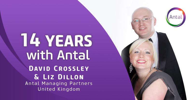 Congrats to David Crossley &amp; Liz Dillon on 14 years with Antal! David's specialty is in Medical Devices, Healthcare &amp;Pharmaceuticals, while Liz is an expert in Retail recruitment &amp; Luxury Fashion. Together they manage their Hadleigh based Antal office: …