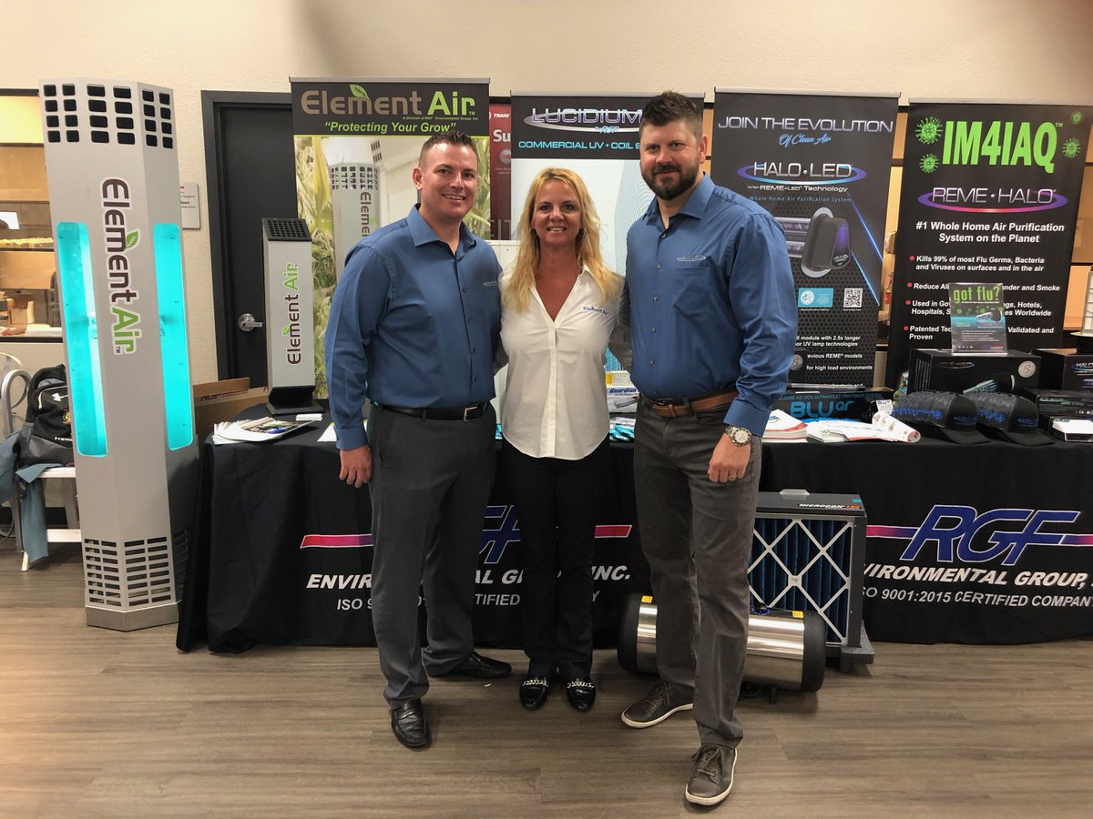 rgfenvgroup's tweet photo. Nick Ryan, Robin Broderick, and Ryan Charles are at the Tampa Bay Trane Oktoberfest. Stop by the Adamo location to learn about our new #LucidiumUV commercial division as well as our new #HALOLED whole home in-duct air purification system. #REMEHALO #gotflu #IM4IAQ #IAQmonth https://t.co/se5I3P34TH