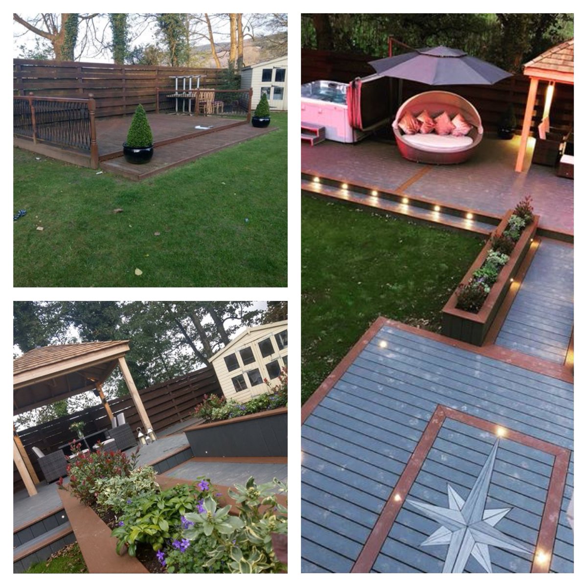 _arbordeck's tweet image. This stunning garden transformation from @Trex_Company installer Stephen features Trex Enhance Basics in Clam Shell, bordered by Trex Enhance Basic in Saddle – we love the design in the middle of the deck.