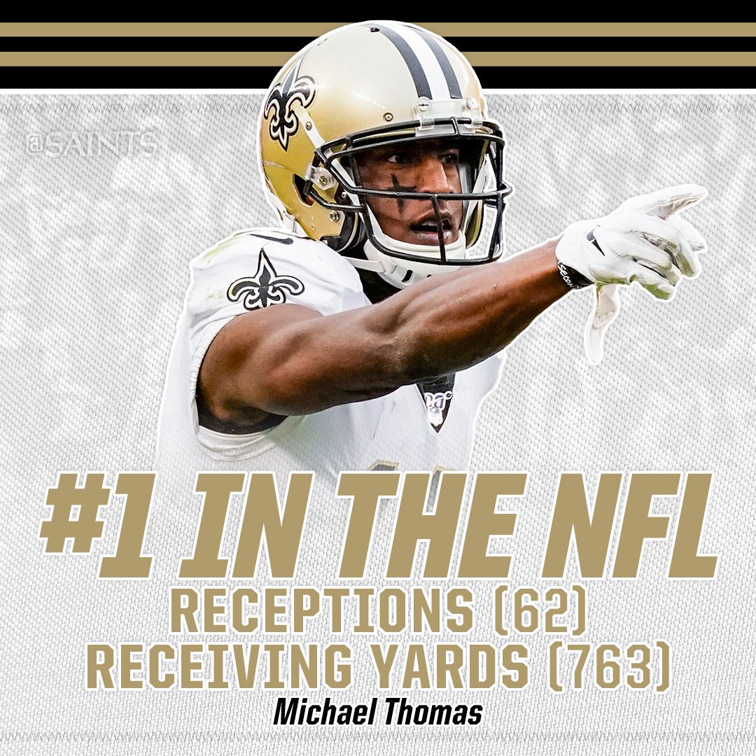 Saints's tweet photo. Leads the @NFL in receptions and receiving yards: @Cantguardmike 

#Saints https://t.co/N6KkIDaV2J
