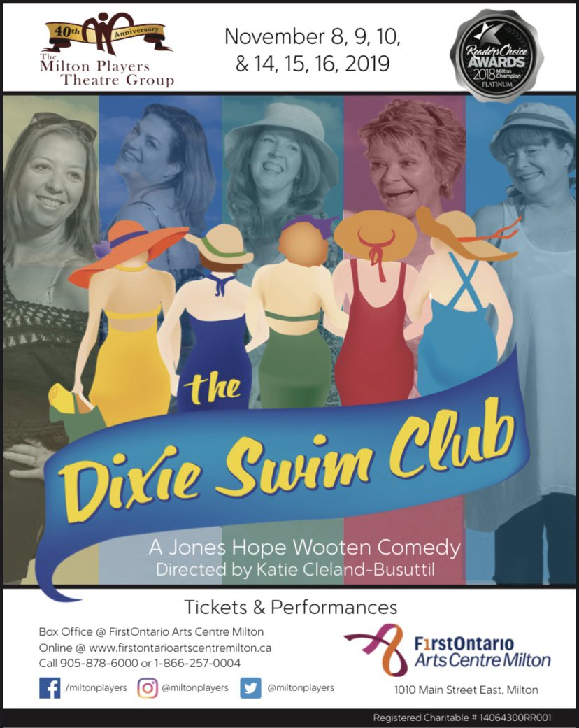 MiltonPlayers's tweet photo. DO YOU HAVE YOUR TICKETS YET? Check out our poster for the many was to buy! In person, online, or by phone! Whatever you choose, we’re so excited for you to see this so BOOK NOW!
#EntertainingMilton #theatre #dixieswimclub #joneshopewooten #miltonON https://t.co/VJu7TARpiG