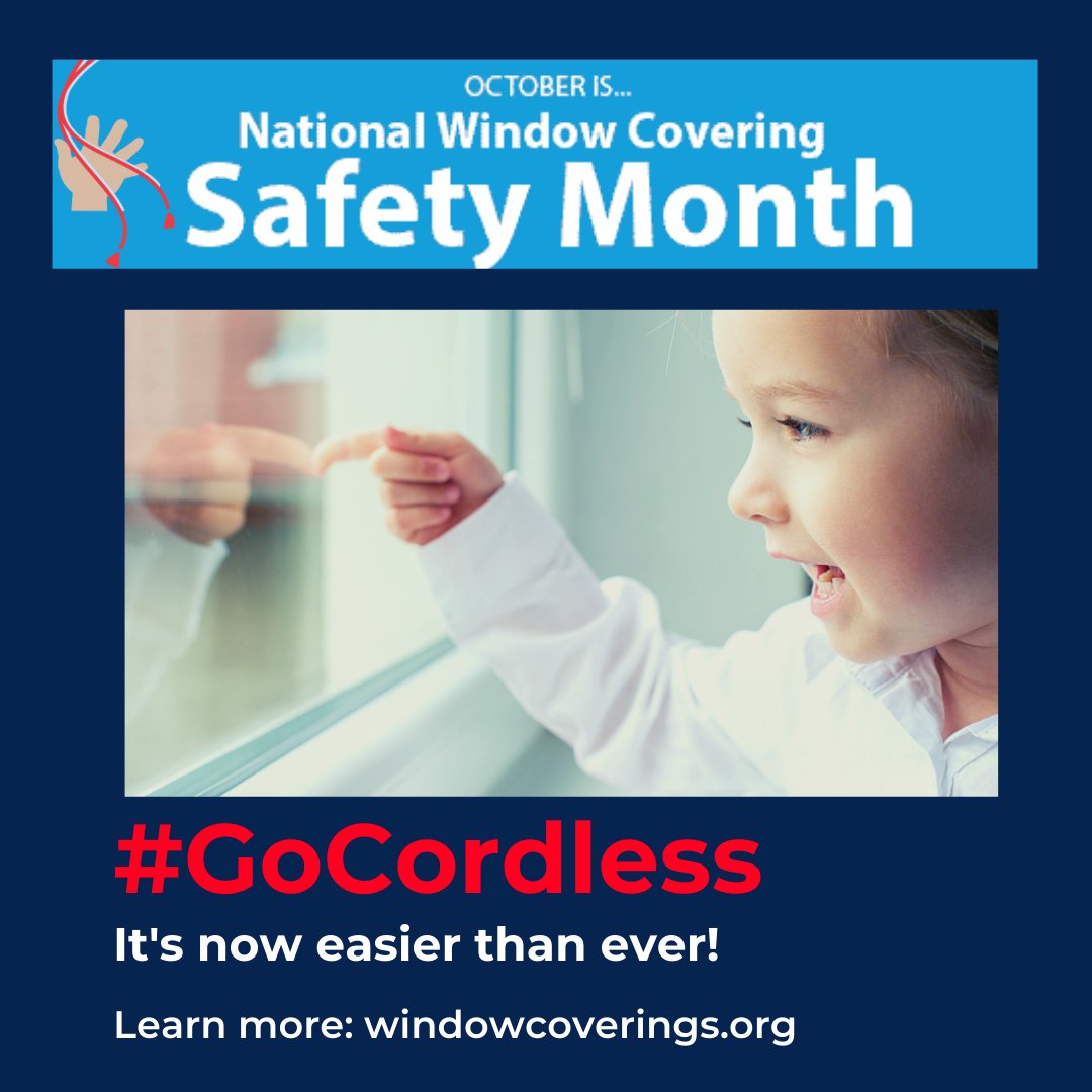 CordSafety's tweet photo. 🌀WCSC recommends that only cordless window coverings or window coverings with inaccessible cords be used in homes with young children.
#WindowCoveringSafetyMonth #windowcoveringsafety #CordlessForKids https://t.co/ShQK9ZRGdU