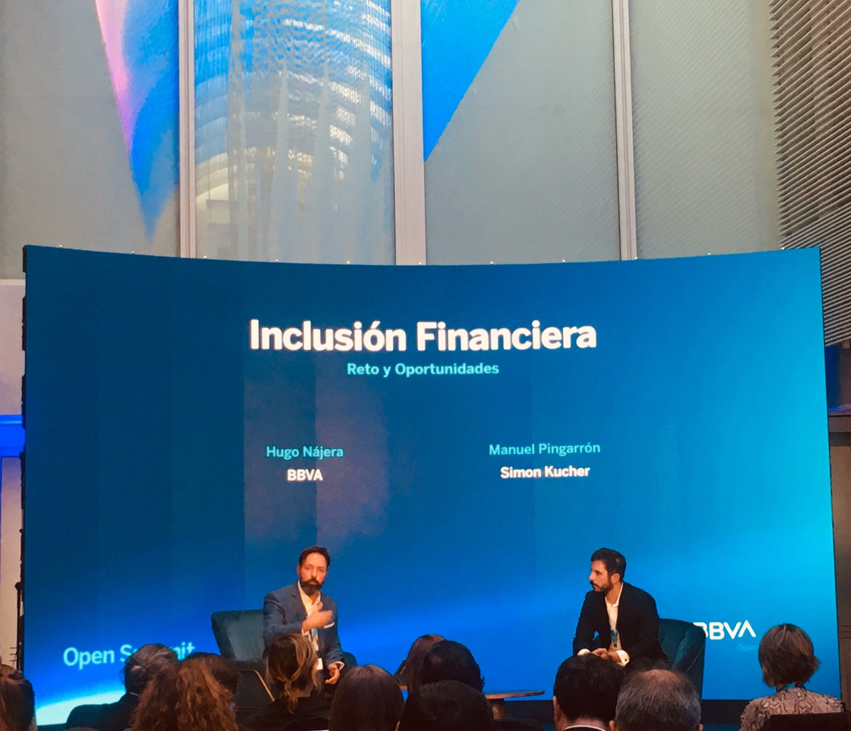 TereMartinH's tweet photo. Inclusión Financiera: Reto y Oportunidades. Un gran tema y una gran charla liderada por @hugodnajera @BBVA_Mex y Manuel Pingarrón @simonkucher en el evento #BBVAOpenSummit #Madrid @BBVAInnovation https://t.co/PFw6ZFhIIo