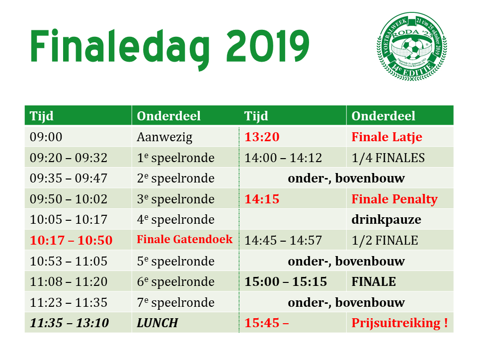 RODA23Bovenkerk's tweet photo. Vrijdag 25 oktober dé finale-dag van de RODA '23 Voetbalweek.
We starten met het mix-toernooi voor de onder- en bovenbouw apart. Tussendoor de diverse finale-onderdelen.
🏆🥇🥈🥉 | Welke deelnemers gaan er met de prijzen vandoor?
•
#RODA23 #Voetbalweek #RODA23Voetbalweek #VW19 https://t.co/EqfqMOrTld